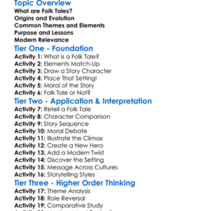 Folk Tale Worksheet Activity Booklet