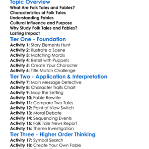 Folk Tales And Fables Worksheet Activity Booklet