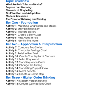 Folk Tales Myths And Storytelling Worksheet Activity Booklet