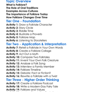 Folklore And Oral Traditions Worksheet Activity Booklet