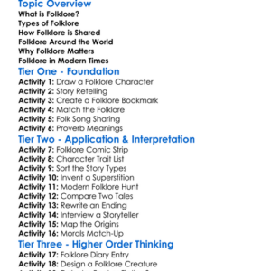 Folklore Worksheet Activity Booklet
