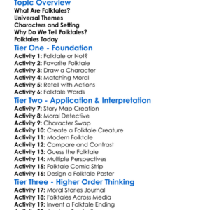Folktale Worksheet Activity Booklet
