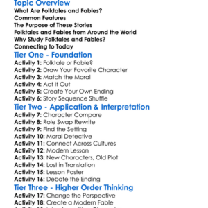 Folktales And Fables Worksheet Activity Booklet