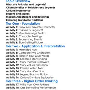 Folktales And Legends Worksheet Activity Booklet