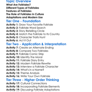 Folktales Worksheet Activity Booklet
