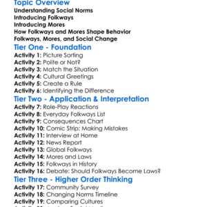 Folkways And Mores Worksheet Activity Booklet