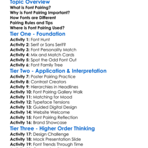 Font Pairing Worksheet Activity Booklet