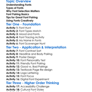 Font Selection And Pairing Worksheet Activity Booklet