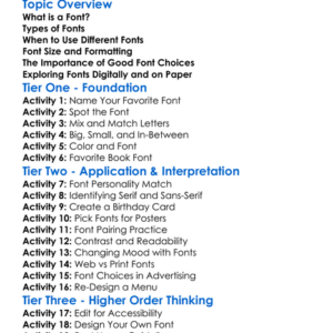 Font Selection And Usage Worksheet Activity Booklet