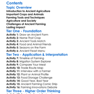 Food And Agriculture In Ancient Times Worksheet Activity Booklet