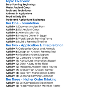 Food And Agriculture In Antiquity Worksheet Activity Booklet