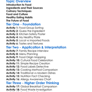 Food And Culinary Practices Worksheet Activity Booklet