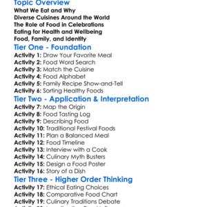 Food And Culinary Traditions Worksheet Activity Booklet