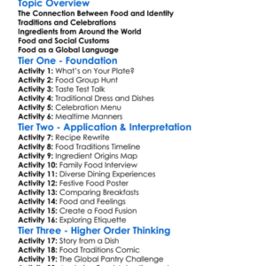Food And Culture Worksheet Activity Booklet