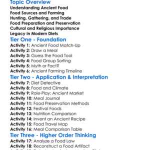 Food And Diet In Ancient Societies Worksheet Activity Booklet