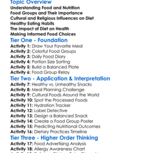 Food And Dietary Practices Worksheet Activity Booklet