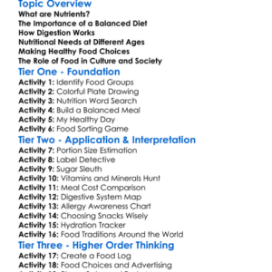 Food And Nutrition Worksheet Activity Booklet