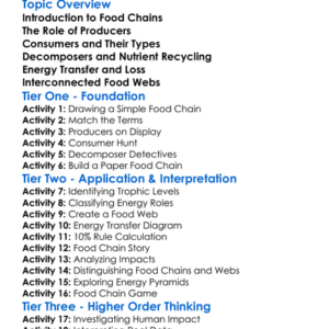 Food Chains And Energy Transfer Worksheet Activity Booklet