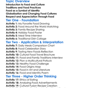 Food Culture And Identity Worksheet Activity Booklet