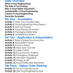 Food Engineering Basics Worksheet Activity Booklet