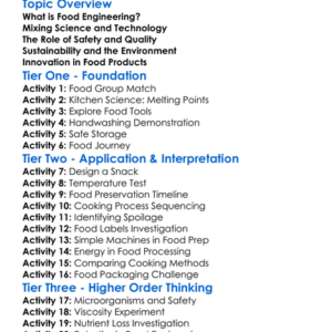 Food Engineering Principles Worksheet Activity Booklet