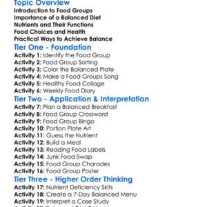 Food Groups And Balanced Diets Worksheet Activity Booklet