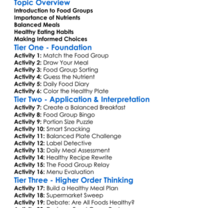 Food Groups And Healthy Eating Worksheet Activity Booklet