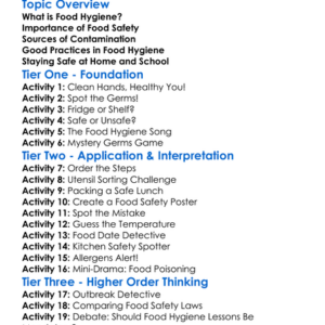 Food Hygiene And Safety Worksheet Activity Booklet