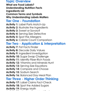 Food Labels And Nutrition Facts Worksheet Activity Booklet
