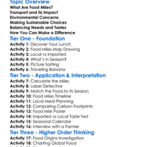 Food Miles Worksheet Activity Booklet