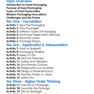 Food Packaging And Preservation Worksheet Activity Booklet