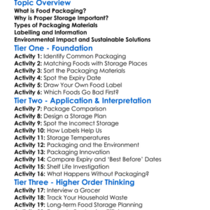 Food Packaging And Storage Worksheet Activity Booklet