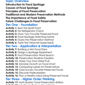 Food Preservation And Spoilage Worksheet Activity Booklet