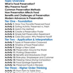 Food Preservation Techniques Worksheet Activity Booklet