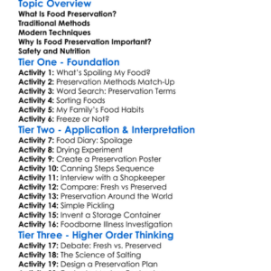 Food Preservation Worksheet Activity Booklet