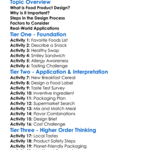 Food Product Design Worksheet Activity Booklet