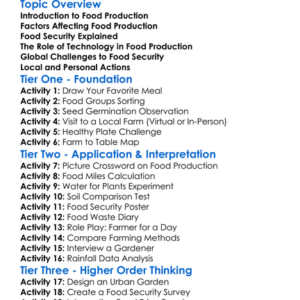 Food Production And Security Worksheet Activity Booklet