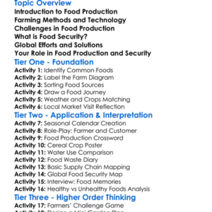Food Production And Security Worksheet Activity Booklet