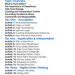 Food Safety And Handling Worksheet Activity Booklet