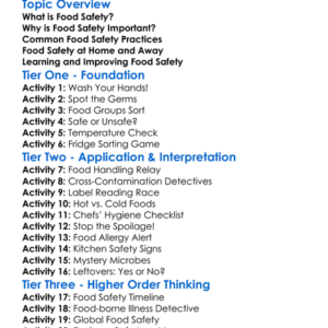 Food Safety Worksheet Activity Booklet