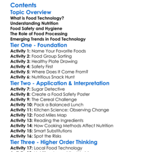 Food Technology And Nutrition Basics Worksheet Activity Booklet