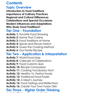 Food Traditions And Culinary Practices Worksheet Activity Booklet