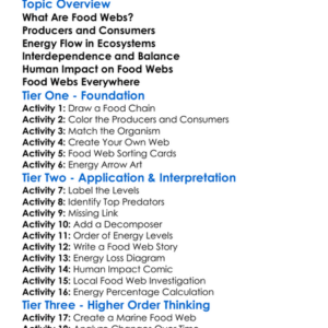 Food Webs And Energy Flow Worksheet Activity Booklet