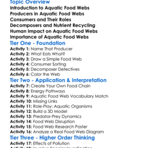 Food Webs In Aquatic Environments Worksheet Activity Booklet