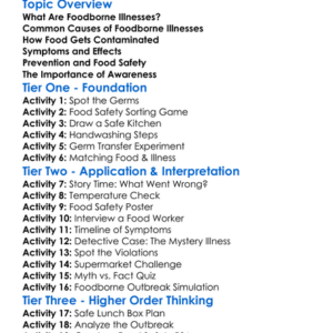 Foodborne Illnesses Worksheet Activity Booklet