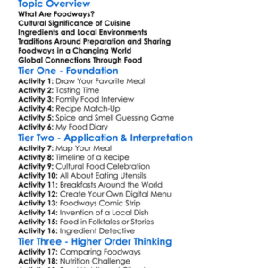 Foodways And Cuisine Worksheet Activity Booklet
