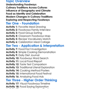 Foodways And Culinary Traditions Worksheet Activity Booklet