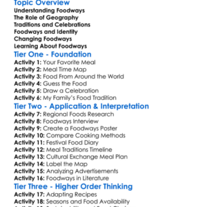Foodways Worksheet Activity Booklet