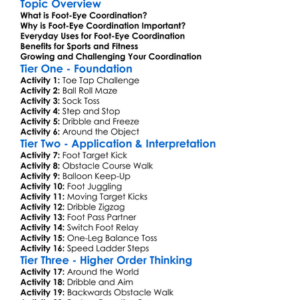 Foot-Eye Coordination Activities Worksheet Activity Booklet
