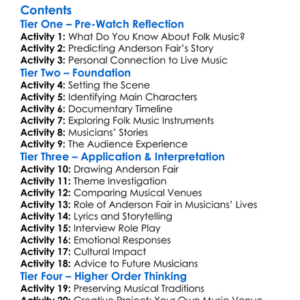 For The Sake Of The Song The Story Of Anderson Fair 2010 Worksheet Activity Booklet